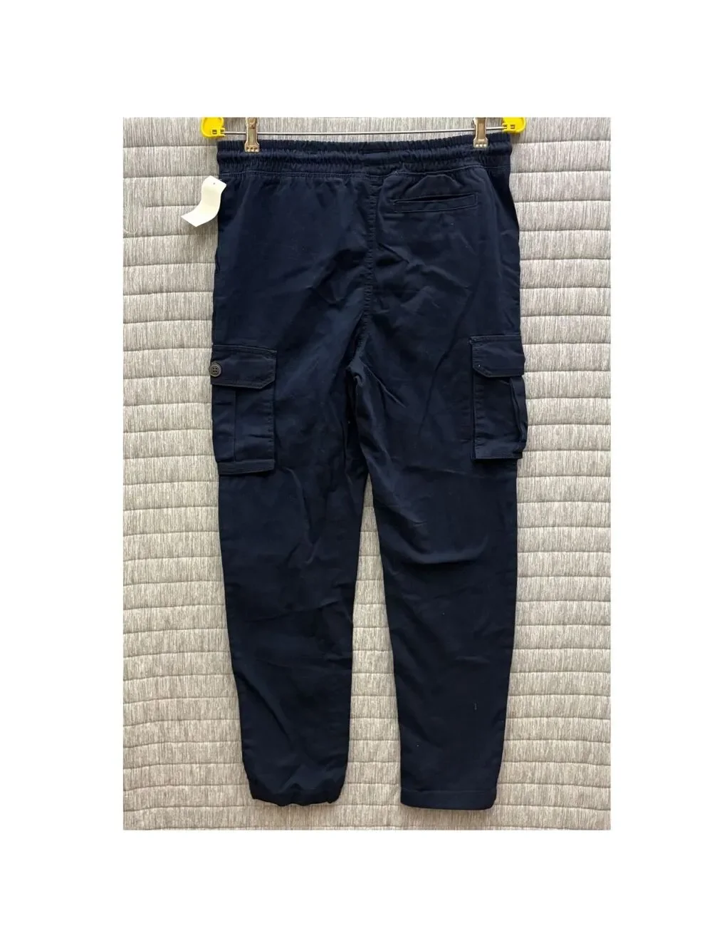 OshKosh B'gosh Boys' Navy Blue Cotton Cargo Pants Size 14 Drawstring Elastic NWT